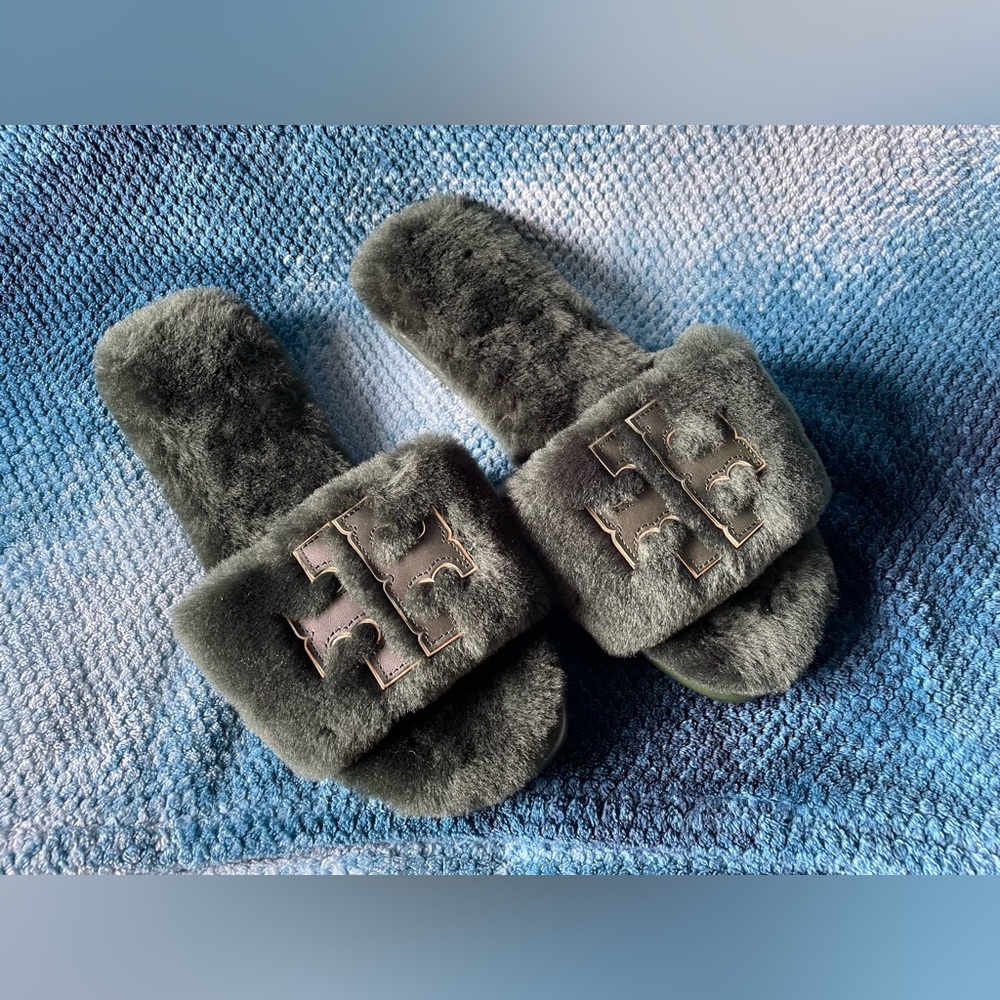 Tory Burch Fuzzy Slides - image 1